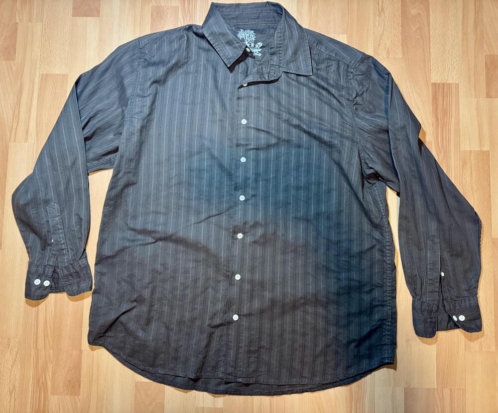 Old Navy Shirt Mens XL Gray Long Sleeve Striped Button Down Casual 100% Cotton